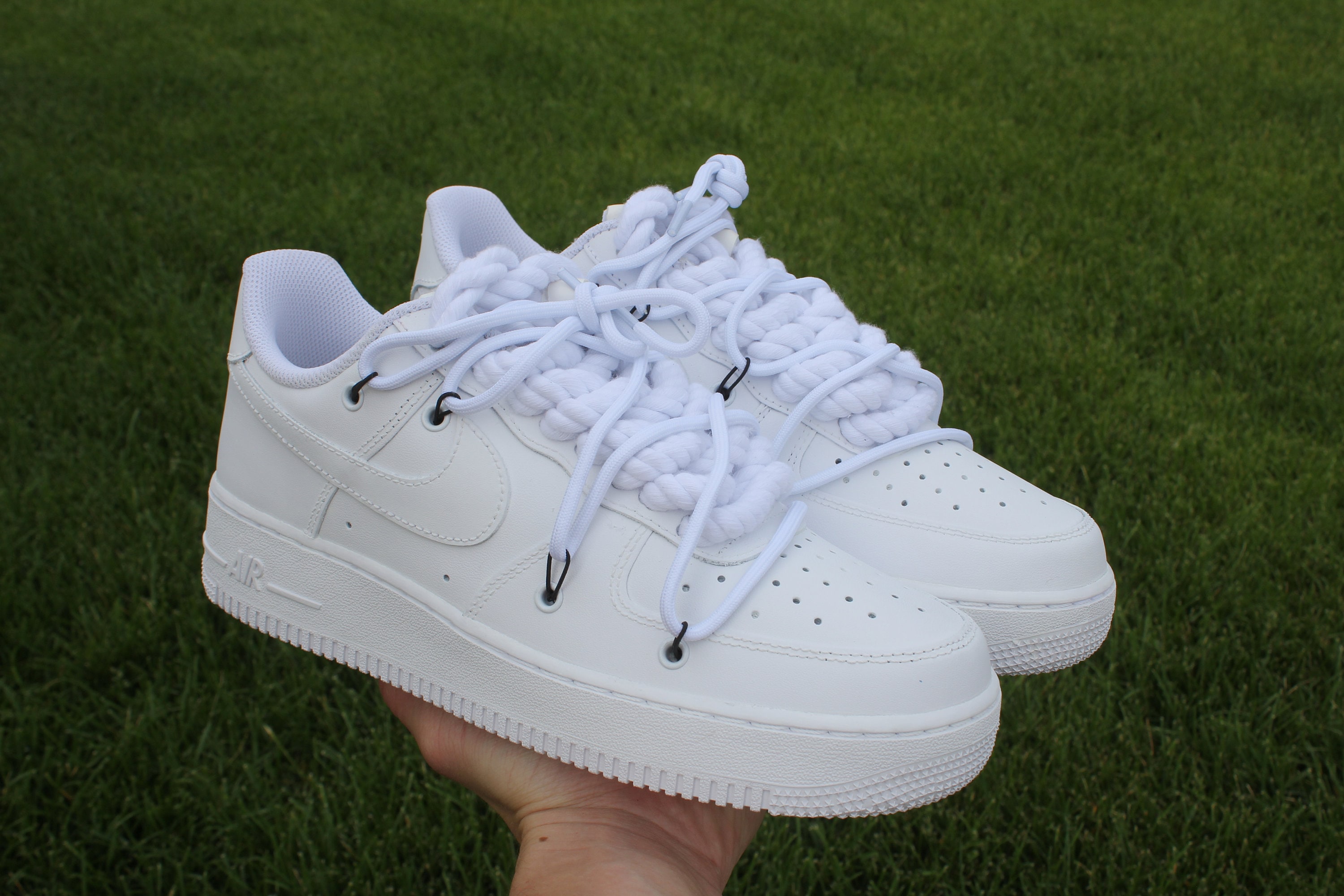 Nike Air Force 1 Low with Brown Rope Laces Unisex Custom Shoes All Sizes White