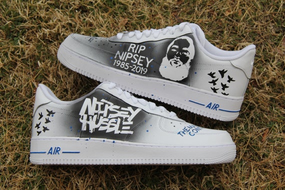 Nike Custom Hand-Painted Nipsey Hussle Tribute Air Force 1s – B Street Shoes