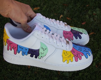 Custom Air Force 1 Shoes: Hand-Painted Drip Design
