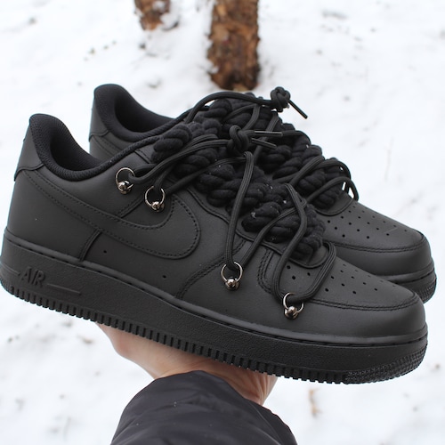 Custom Air Force 1 “thick Black Rope Laces Shoes” - Etsy