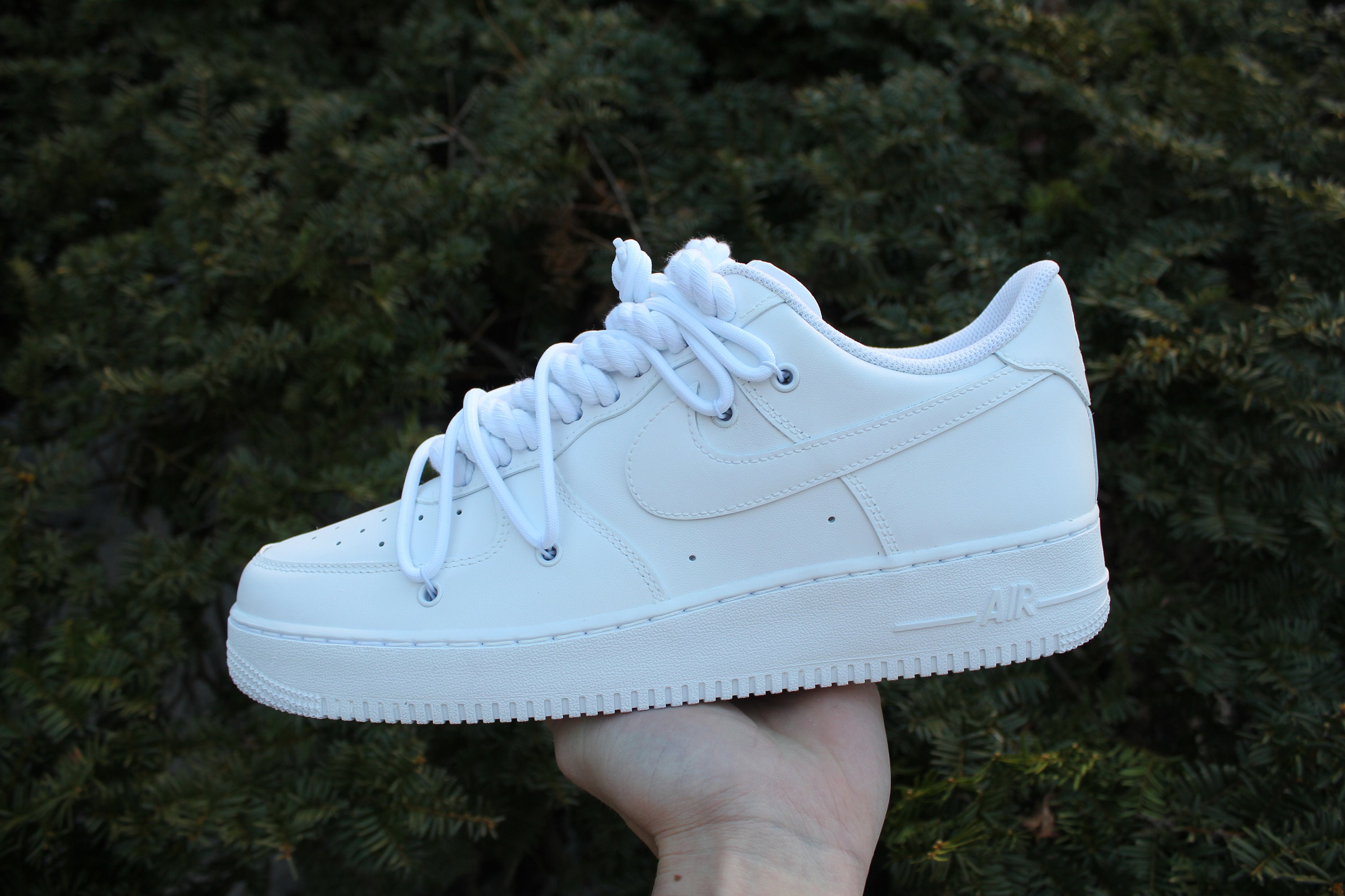 Custom Air Force 1 matte White Rope Laces // Overlay Laced Custom Shoes 