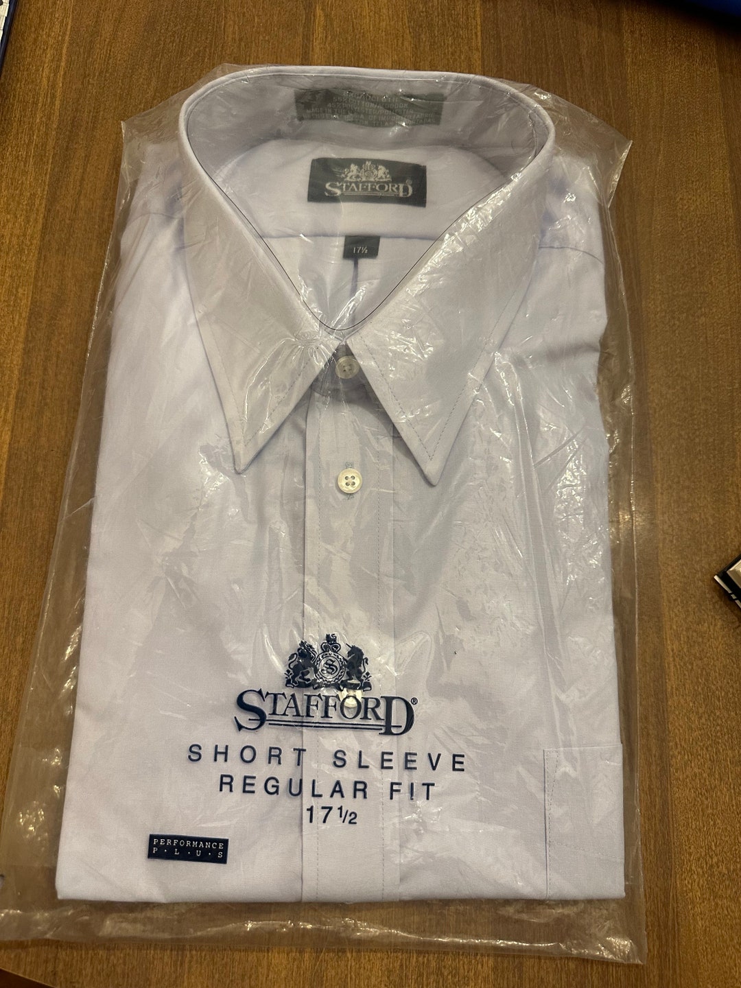 Polo Stafford Fitted Dress Shirts Men's Stafford White With Blue Stripes Dress Shirt, Long Sleeve Polo Stafford Fitted Dress Shirts Men's Stafford White With Blue Stripes Dress Shirt, Long Sleeve