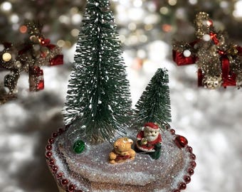Christmas Decor, Santa decor, Bottle Brush Tree Decor, #39A