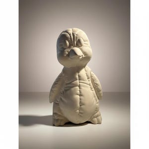 Vintage Ceramic Bisque Girl with Dog, Vintage Ceramic Bisque Quilted Penguin, Ready to paint, U paint, Unpainted
