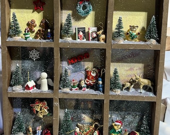 Wooden Shadow Box Christmas Decorations, #114