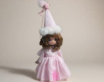 Vintage Precious Moments Doll Collection Pink Birthday Party Hat Doll