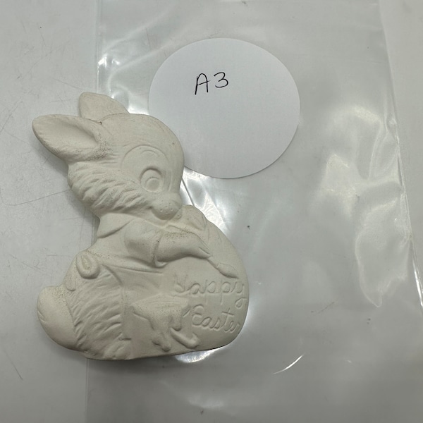 Ceramic Bisque Rabbit Bunny Ornament, Ready to Paint, U Paint A3-A7