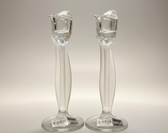 Mikasa Spring Aria Crystal Candleholders – Pair of 8” Lead Crystal – Original Box