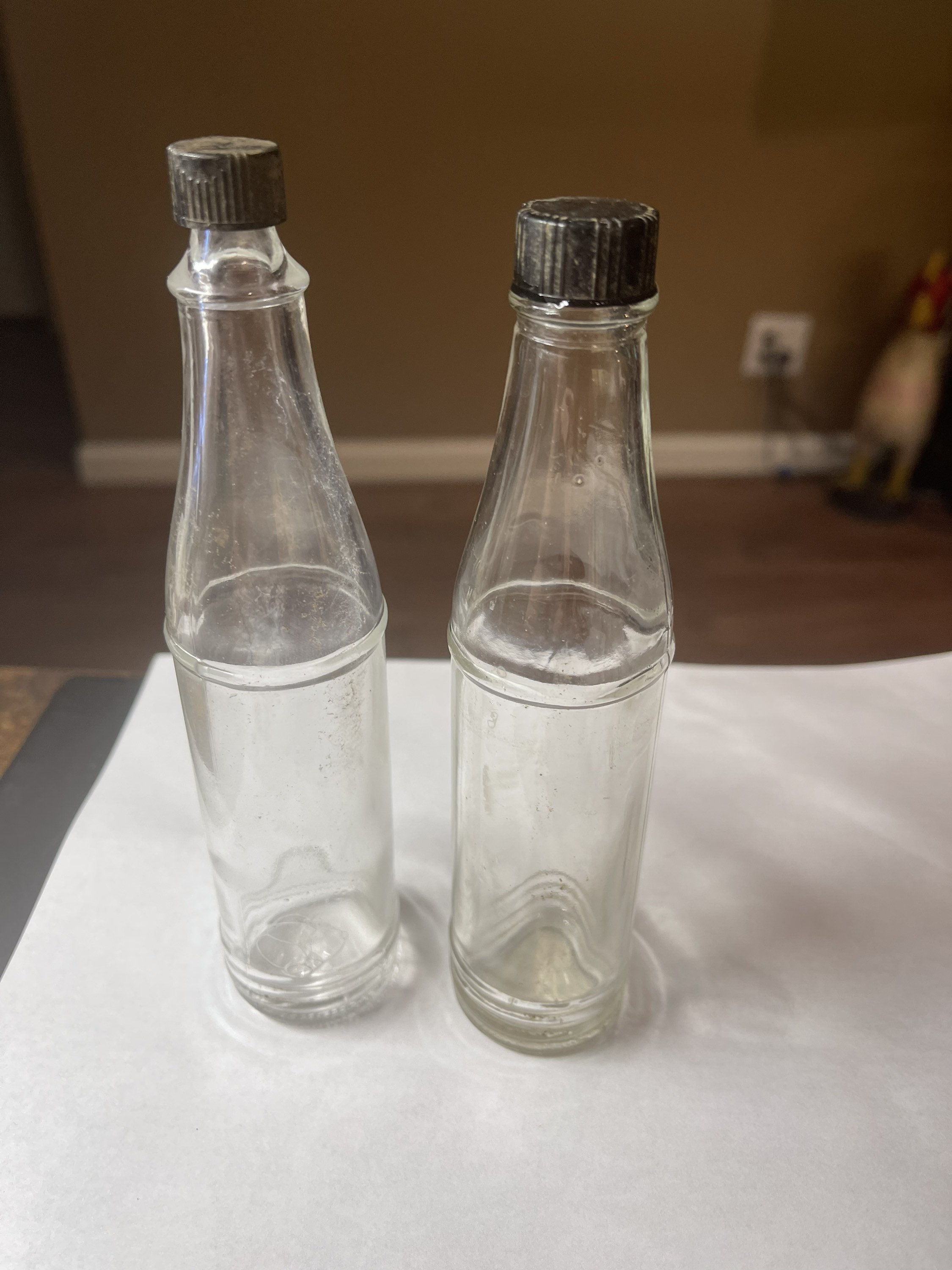 2 Vintage Clear Glass Hot Sauce Bottles 778 Etsy
