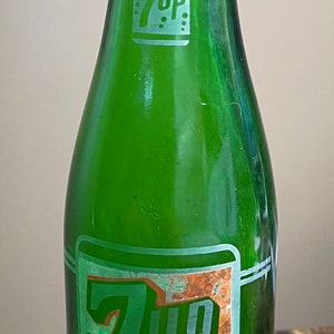Vintage 1960’s 7up Green Glass Bottle #239, Vintage Bottle, Vintage Green Glass Bottle, #80