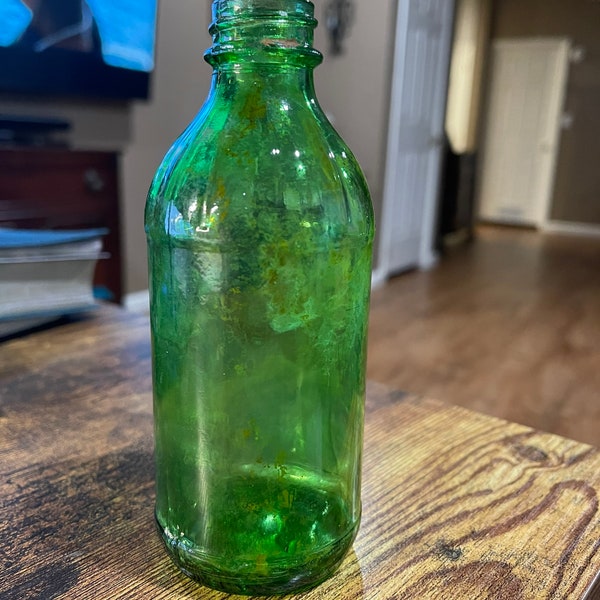 Vintage Green Glass Bottle, Vintage Soda Glass Bottle, #421