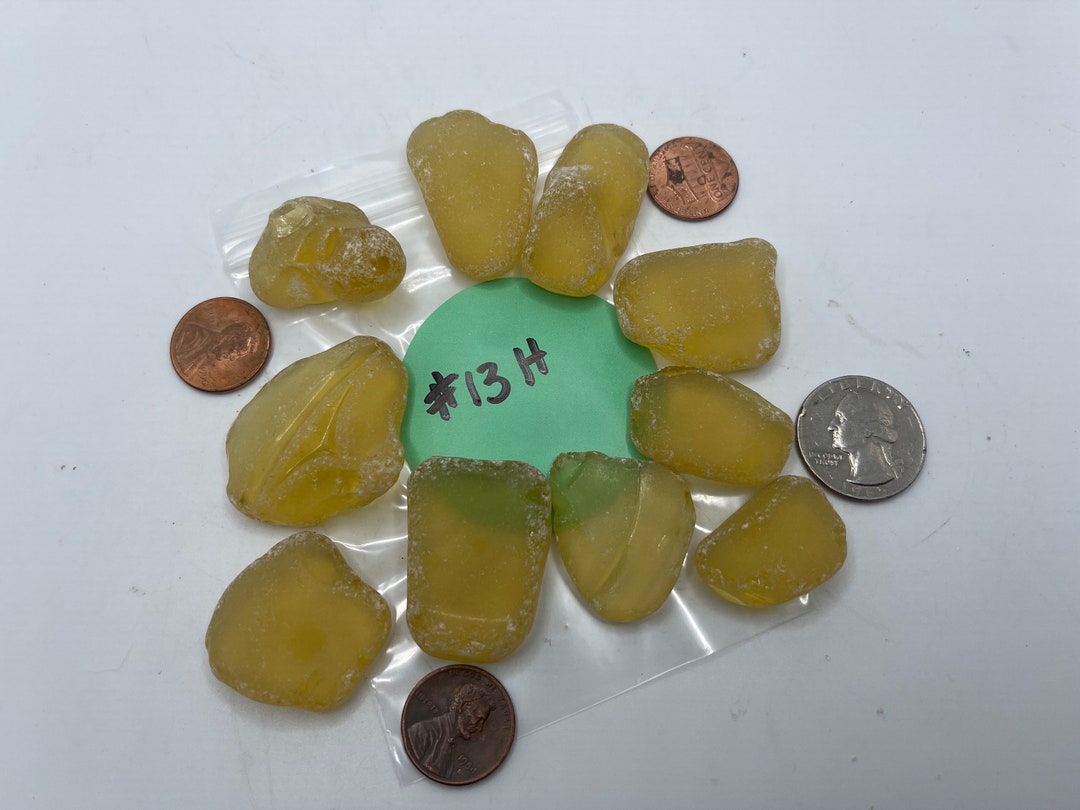 Yellow Sea Glass, Yellow Beach Glass, Surf Glass, Antique Yellow Sea