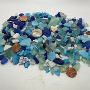 Bulk Small, Medium Shades of Blues White Aqua Sea Glass and Pottery, Sea Glass/ Pottery Lot #129