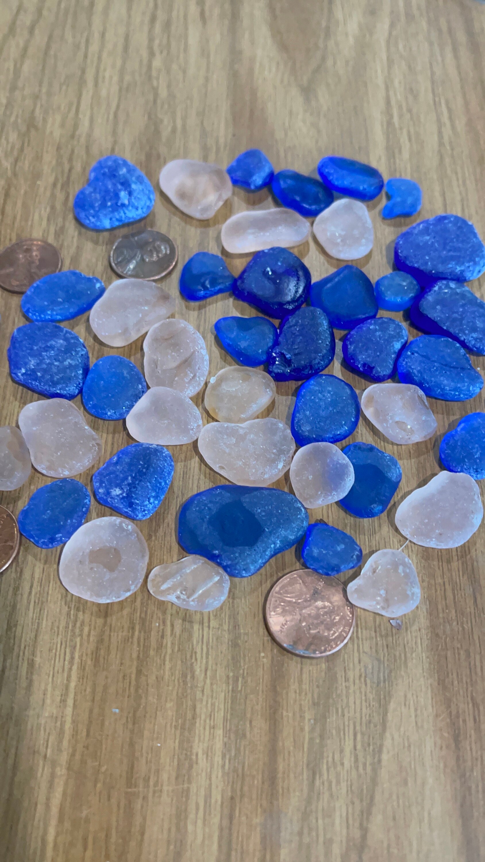 Recycled, Tumbled Blue and Pink Sea Glass, Pink Beach Glass, Ocean Blue ...