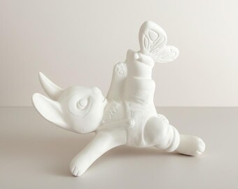 Ceramic Bisque Bunny Rabbit Ready to Paint w/ Butterfly #12B