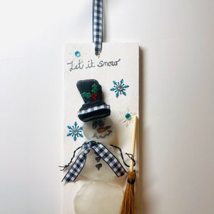 Sea Glass Snowman Christmas Ornament, Let it Snow Ornament, #102