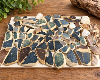 82 Large Homemade Sea Pottery Pieces – Tumbled Broken Dishes & Pottery – Mosaic Craft Lot #36