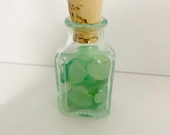 Small Antique Clear Glass Bottle Filled With Antique, Tumbled, Recycled  Glass, Owens Glass Apothecary Medicine Bottle D6 #001