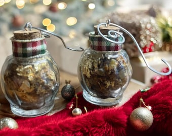 Christmas Ornaments, Vintage Salt and Pepper Shaker Christmas Ornaments, Frankincense, Myrrh, Gold , Gift, Vintage Glass, #406