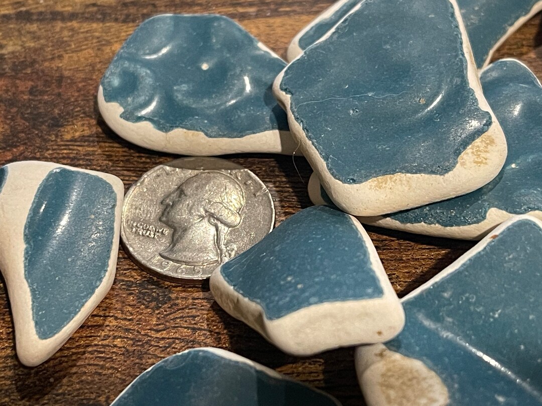 Sea Pottery, Teal Sea Pottery, Bulk Sea Pottery, Teal and White Sea