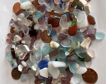 Sea Glass, Sea Pottery, Bulk Multi Colored Sea Glass, Aqua Sea Glass, Blue Sea Glass, Purple Sea Glass, Craft Glass, # 110