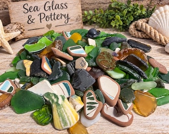 180-Piece Sea Glass & Pottery Lot | Found in the Woods | Tumbled Craft Pieces #39