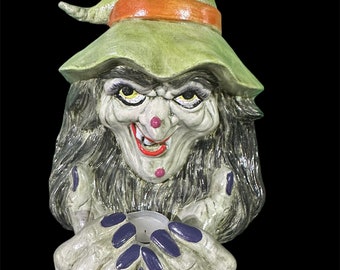 Vintage 1980’s Halloween Ceramic Mold Hand Painted Witch