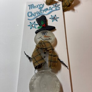 Recycled, Tumbled Glass Snowman, Christmas Ornament #62