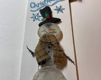 Recycled, Tumbled Glass Snowman, Christmas Ornament #62
