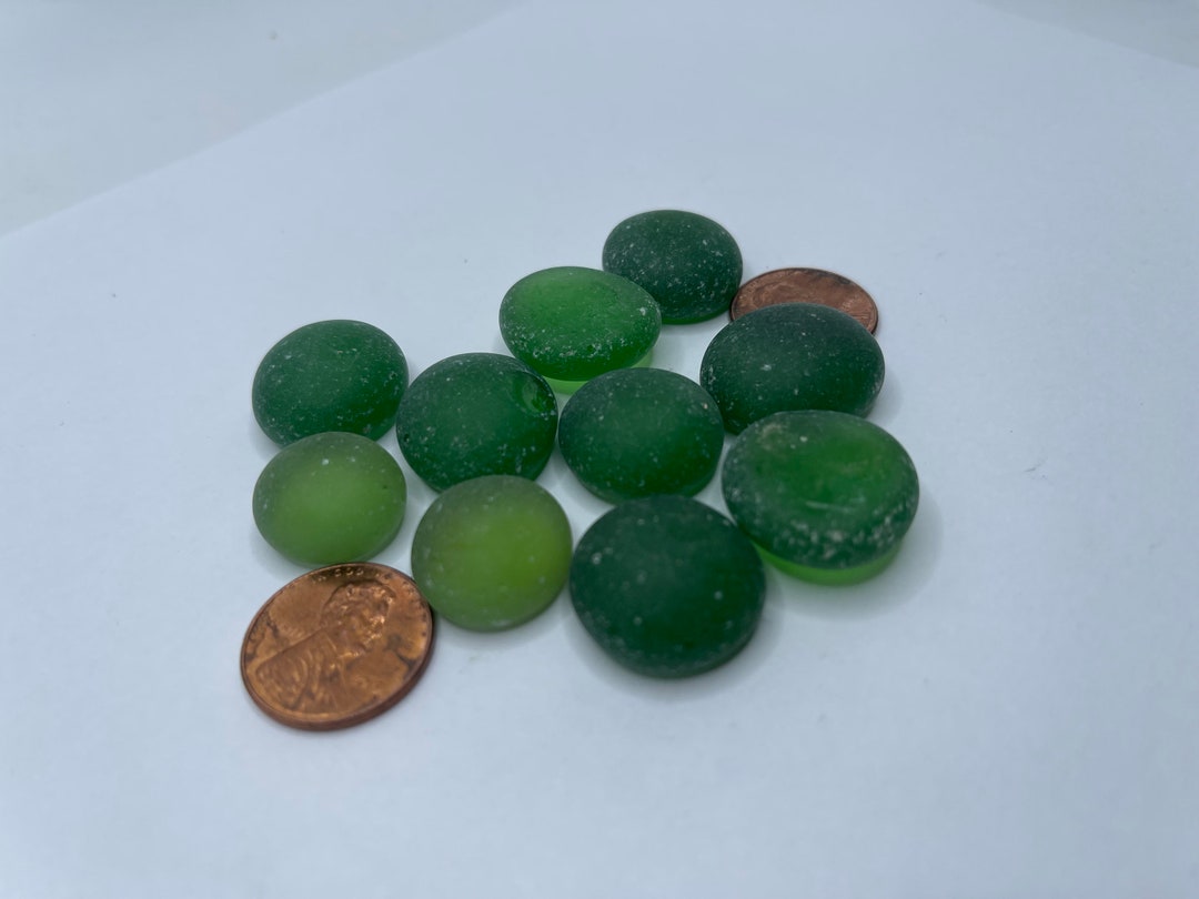Green Round Sea Glass , Bulk Sea Glass, Beach Glass, Surf Glass, Mosaic