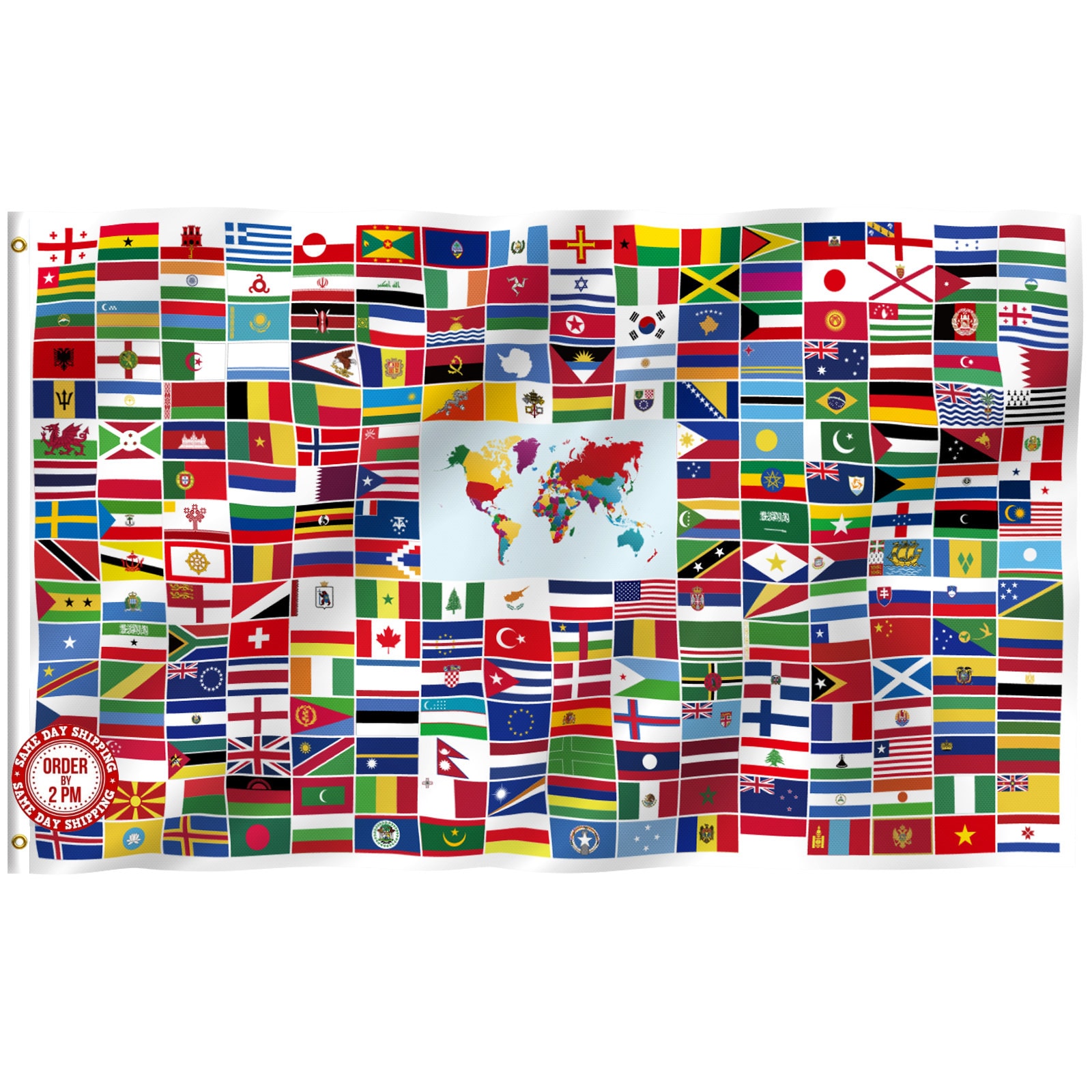 Global World Flag 216 International Countries 3x5 Ft 