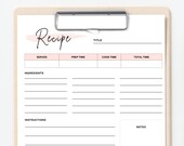 Editable Recipe Sheet Template: Minimalist Food Planner (Digital Download)