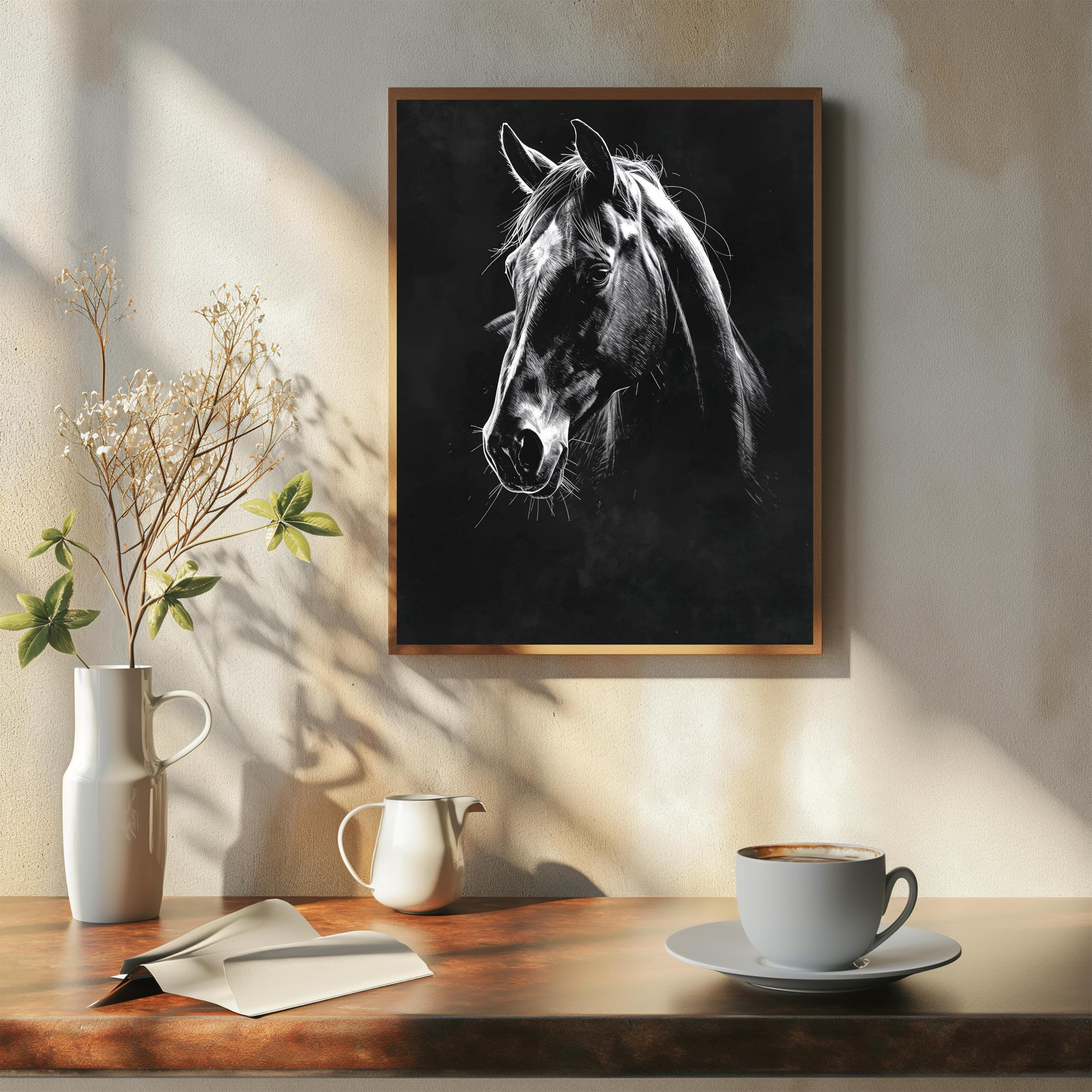 Horse Wall Art Printable | Black and White Minimalist Horse ...