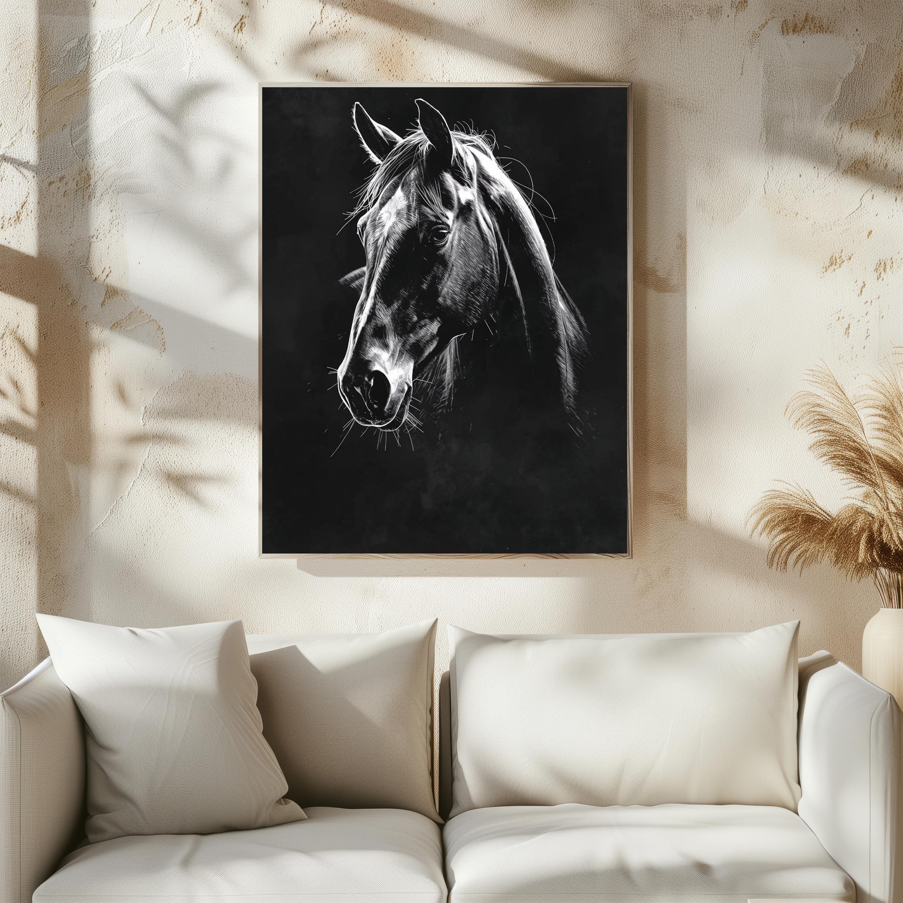 Horse Wall Art Printable | Black and White Minimalist Horse ...