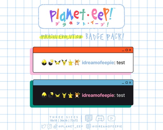 Pikachu Evolution Sub Badges for Twitch | Pokemon | Kawaii | Cute | Digital