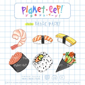 Sushi Badges | Sushi Sub Badges | Sushi Bit Badges | Twitch Badges | Twitch Sub Badges | Twitch Bit Badges | YouTube Badges