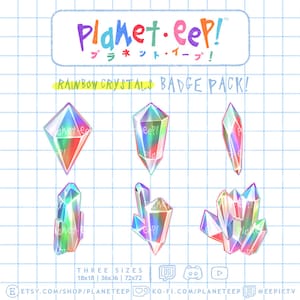 Regenbogen Kristall Anstecker | Regenbogen Kristall Sub Abzeichen | Twitch Buttons | Twitch Sub Buttons | Twitch Bit Buttons | YouTube Badges