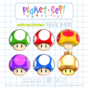 Mario Sub Badges | Mario Mushroom Sub Badges | Video Game Sub Badges | Twitch Sub Badges | Twitch Bit Badges | YouTube Badges