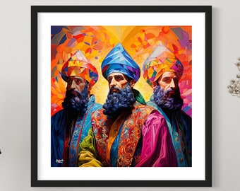 Reyes Magos Print Giclee Three Wise Kings Original Art Navidad Christmas 3rd in a Series (Not Framed)