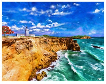 Cabo Rojo Lighthouse Puerto Rico from the beautiful Caribbean Island, Horizontal, High Definition Print Original Wall Art (Not Framed)