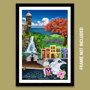 Puerto Rico Collage Print Caribbean Scenes Puerto Rico Island Giclée Puerto Rico Print Original Wall Puerto Rico Art Vertical