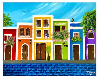 Casitas of Old San Juan Colorful Historic Buildings in Puerto Rico, Horizontal, High Definition Print Original Wall Art (Not Framed)