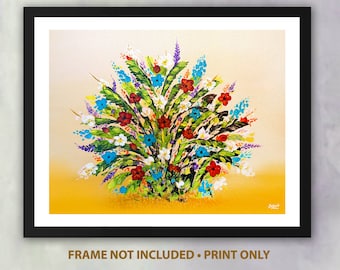 Abstract Flower Arrangement Print Art Giclee Colorful Wall Decoration Flowers Landscape Flor Tropical Garden Jardin Arreglo