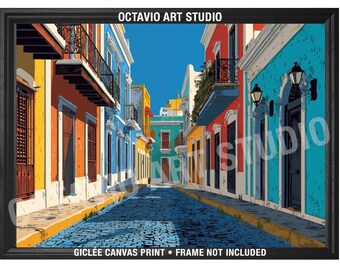 Old San Juan Giclée Print: Colorful Spanish Colonial City Architecture Wall Art - unframmed v.4