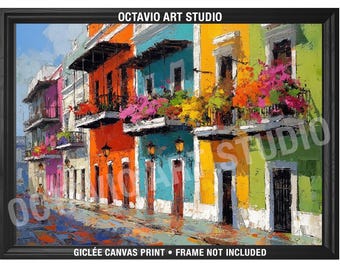 Old San Juan Giclée Print: Colorful Spanish Colonial City Architecture Wall Art - unframmed v.3