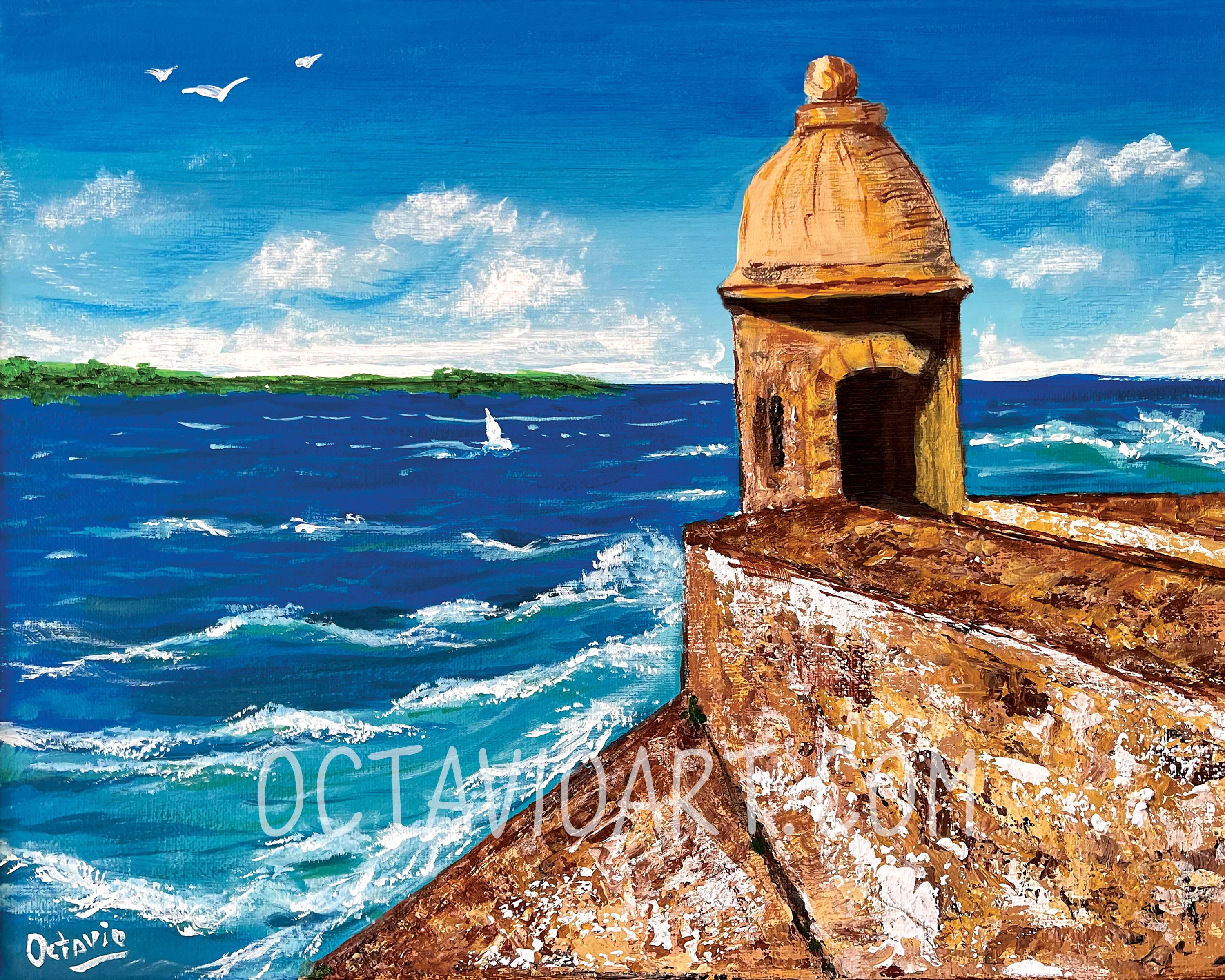 Garita at El Morro Fort by the Sea, High Res Wall Art Print From My  Original Painting, Spanish, Puerto Rico, San Juan not Framed - Etsy