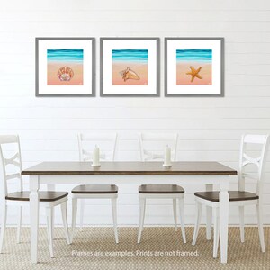 Ocean Shore Tryptic, Caribbean, Beach, Home Wall Decor, Wall Art Design Print Not Framed image 1