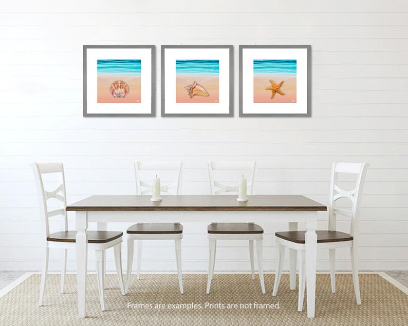 Ocean Shore Tryptic, Caribbean, Beach, Home Wall Decor, Wall Art Design Print Not Framed image 1