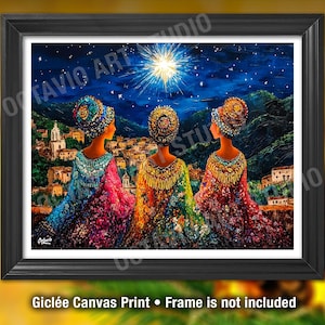 Reinas Magos Print Giclée Three Wise Women Kings Original Art Navidad Puerto Rico Christmas R244 (NOT FRAMED)
