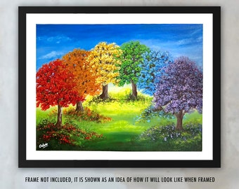 Rainbow Forest of Love, High Res Wall Art Print from my Original Painting